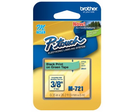 Nhãn Brother M721 Black On Metallic Green P touch M Tape,