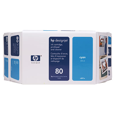 HP 80 Value Pack 350-ml Cyan Ink Cartridge and Printhead